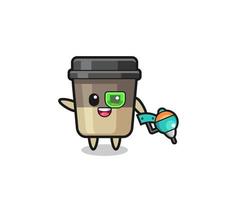 coffee cup cartoon as future warrior mascot vector