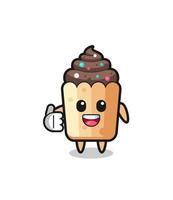 cupcake mascot doing thumbs up gesture vector