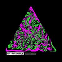 Abstract fluid art triangular shape with a blend of light green and pink paint. Vector illustration
