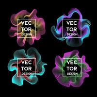 Set of abstract vectors with colored dynamic waves of lines. Vector illustration