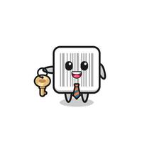 cute barcode as a real estate agent mascot vector