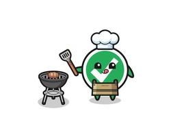 check mark barbeque chef with a grill vector