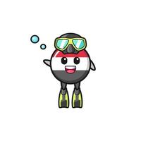 the yemen flag diver cartoon character vector