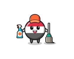 cute yemen flag character as cleaning services mascot vector