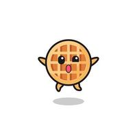 circle waffle character is jumping gesture vector