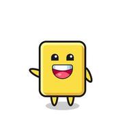 feliz tarjeta amarilla lindo personaje de mascota vector