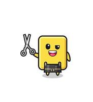 yellow card character as barbershop mascot vector