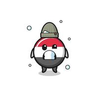 cute cartoon yemen flag with shivering expression vector