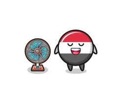 cute yemen flag is standing in front of the fan vector