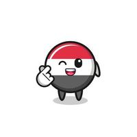 yemen flag character doing Korean finger heart vector