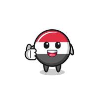 yemen flag mascot doing thumbs up gesture vector