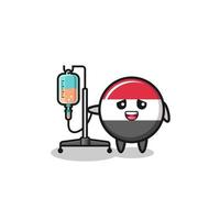 cute yemen flag character standing with infusion pole vector