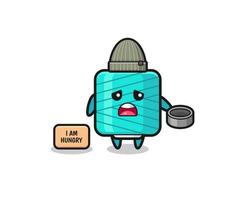 cute yarn spool beggar cartoon character vector