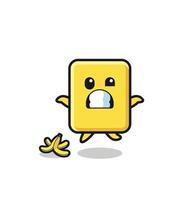 yellow card cartoon is slip on a banana peel vector