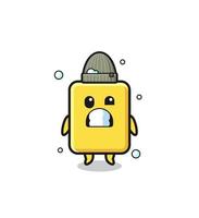 cute cartoon yellow card with shivering expression vector