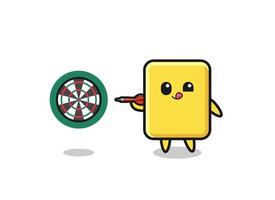 cute yellow card is playing dart vector