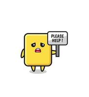 cute yellow card hold the please help banner vector