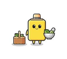 yellow card herbalist cute cartoon vector