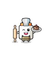 power adapter as pastry chef mascot hold rolling pin vector