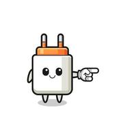 power adapter mascot with pointing right gesture vector