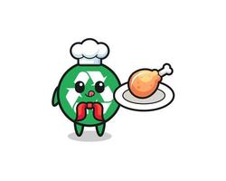 recycling fried chicken chef cartoon character vector