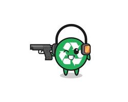 illustration of recycling cartoon doing shooting range vector