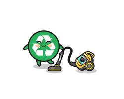 cute recycling holding vacuum cleaner illustration vector