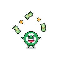 illustration of the recycling catching money falling from the sky vector