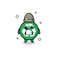 cute cartoon recycling with shivering expression vector