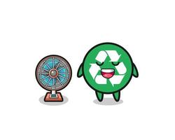 cute recycling is standing in front of the fan vector