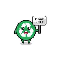 cute recycling hold the please help banner vector