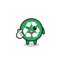 recycling character doing Korean finger heart vector