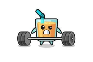 cartoon of orange juice lifting a barbell vector