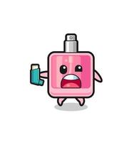 perfume mascot having asthma while holding the inhaler vector