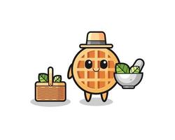 circle waffle herbalist cute cartoon vector