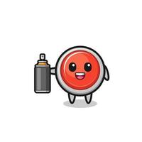 the cute emergency panic button as a graffiti bomber vector