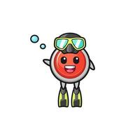 the emergency panic button diver cartoon character vector