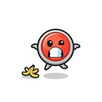 emergency panic button cartoon is slip on a banana peel vector