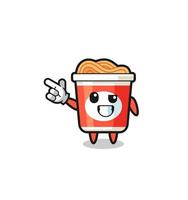 instant noodle mascot pointing top left vector
