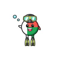 the madagascar flag diver cartoon character vector