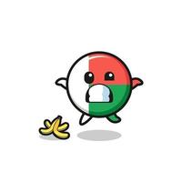 madagascar flag cartoon is slip on a banana peel vector