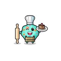 amoeba as pastry chef mascot hold rolling pin vector