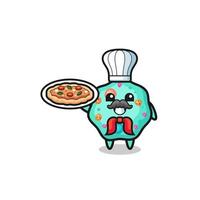 amoeba character as Italian chef mascot vector