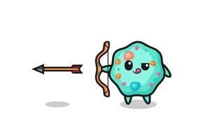 illustration of amoeba character doing archery vector