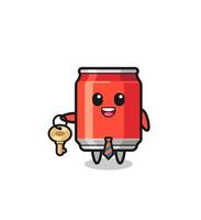 cute drink can as a real estate agent mascot vector