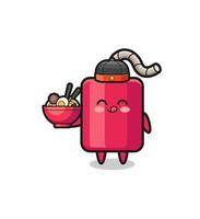 dynamite as Chinese chef mascot holding a noodle bowl vector