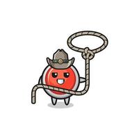 the emergency panic button cowboy with lasso rope vector