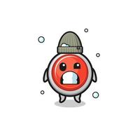 cute cartoon emergency panic button with shivering expression vector