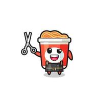 instant noodle character as barbershop mascot vector