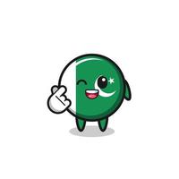 pakistan flag character doing Korean finger heart vector